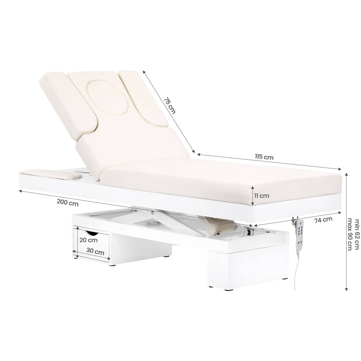 Spa-kosmetikliege azzurro a314s white mit beleuchtung
