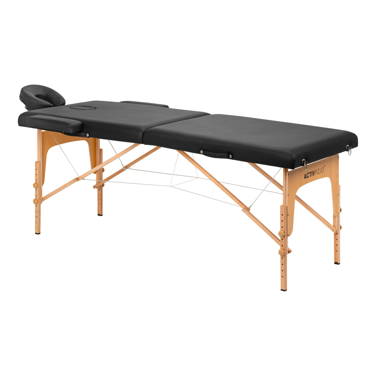MASSAGELIEGE AUS HOLZ KLAPPBAR COMFORT ACTIV FIZJO LUX 2-SEKTIONEN 190X70 SCHWARZ