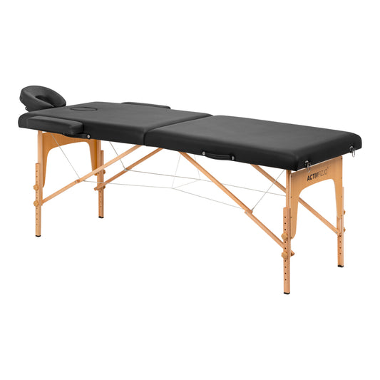 MASSAGELIEGE AUS HOLZ KLAPPBAR COMFORT ACTIV FIZJO LUX 2-SEKTIONEN 190X70 SCHWARZ
