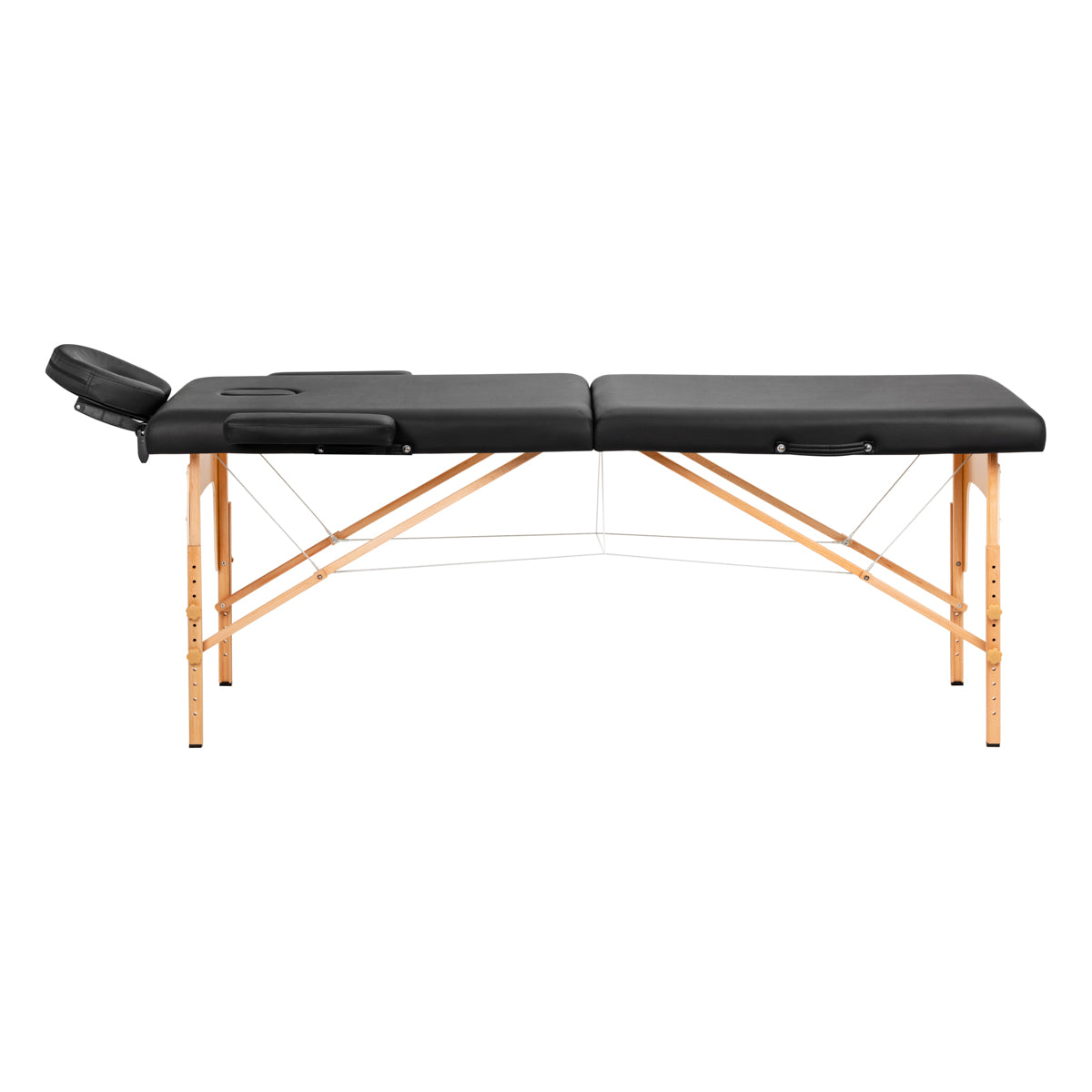 MASSAGELIEGE AUS HOLZ KLAPPBAR COMFORT ACTIV FIZJO LUX 2-SEKTIONEN 190X70 SCHWARZ