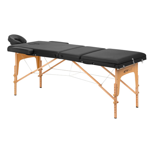 MASSAGELIEGE AUS HOLZ KLAPPBAR KOMFORT ACTIVFIZJO LUX 3-SEKTIONEN 190X70 SCHWARZ