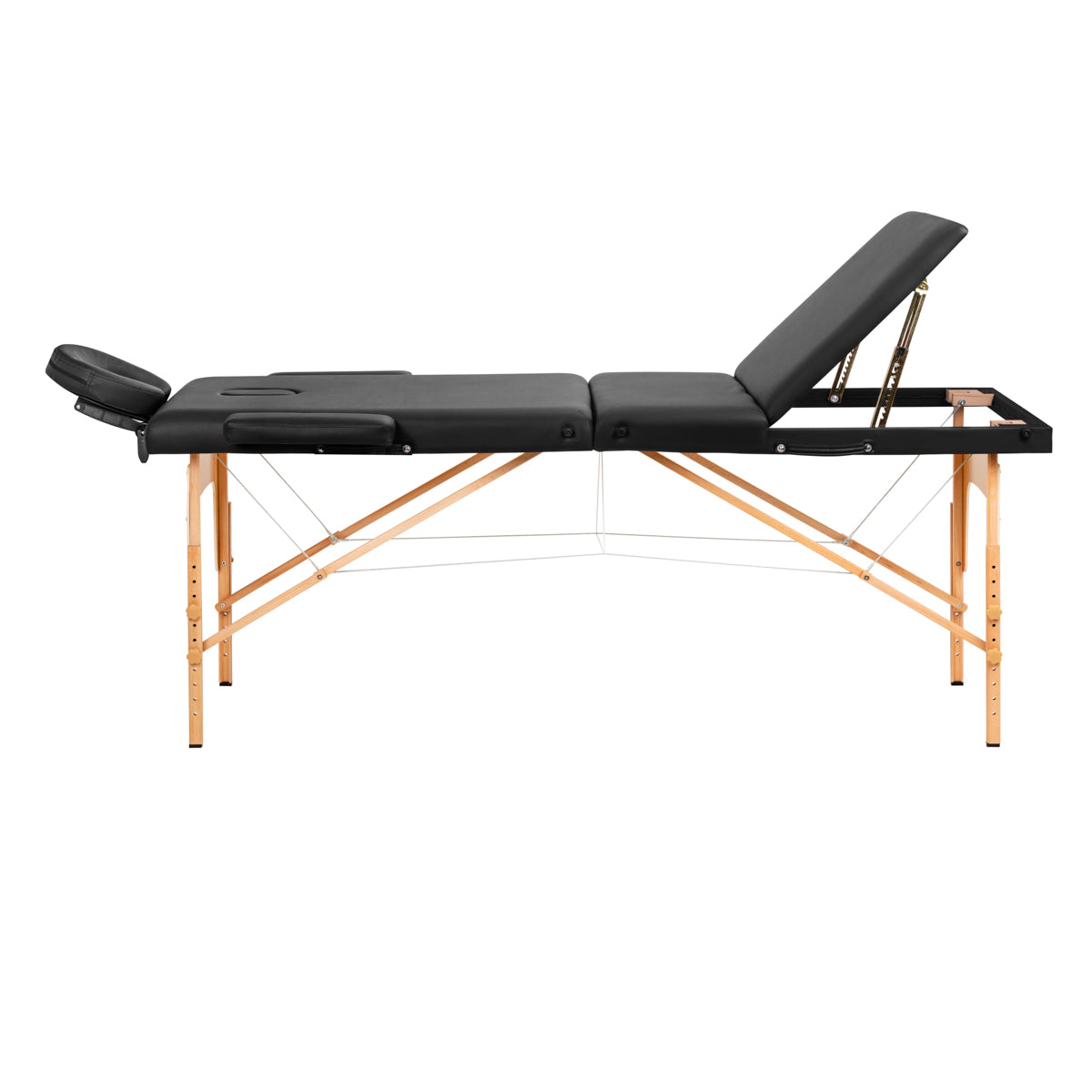 MASSAGELIEGE AUS HOLZ KLAPPBAR KOMFORT ACTIVFIZJO LUX 3-SEKTIONEN 190X70 SCHWARZ
