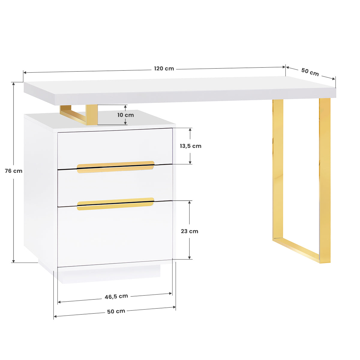 KOSMETIKTISCH 3311G GOLD WEISS