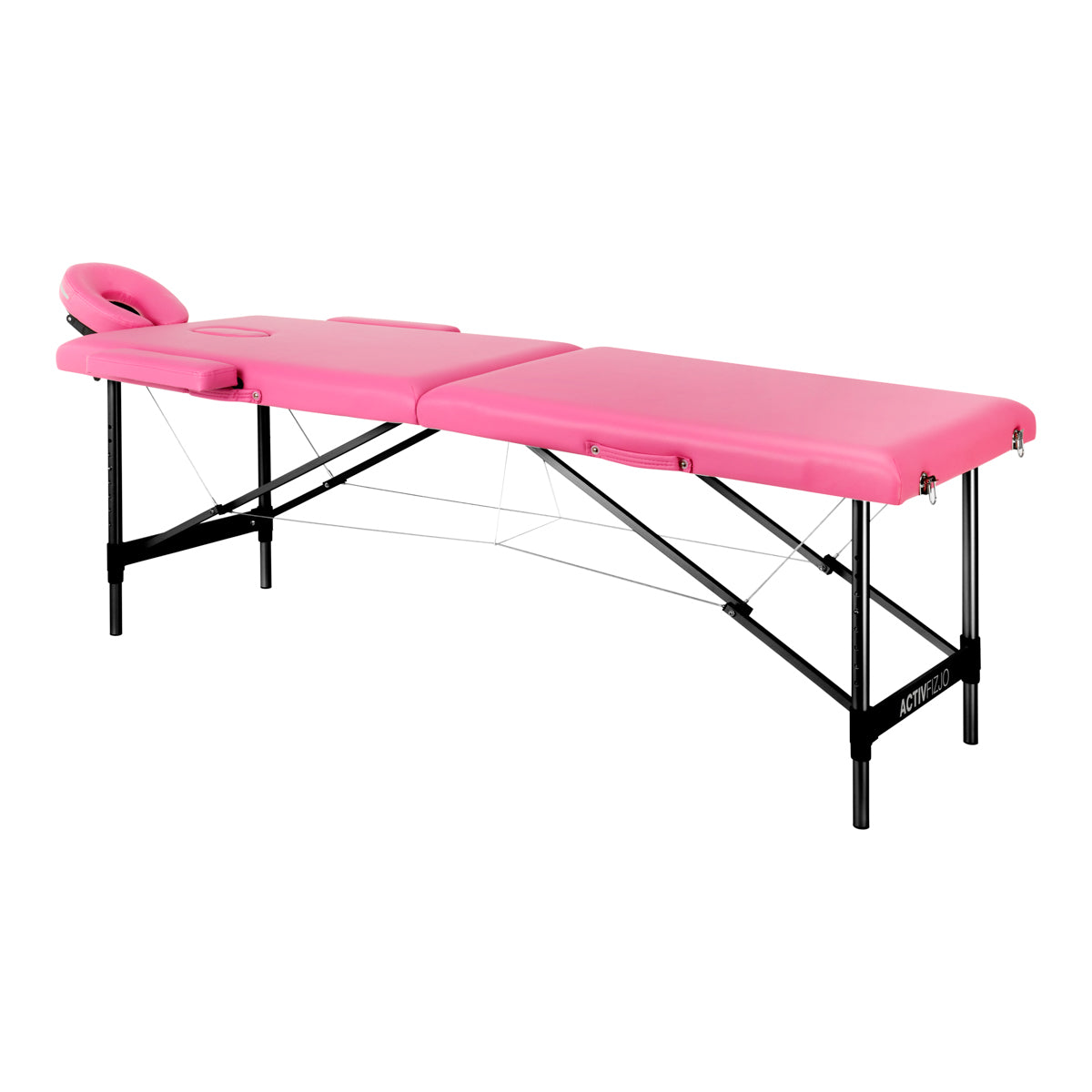 Klappbare Massageliege Aluminium Comfort Activ Fizjo 2 Segmente rosa schwarz Aluminium