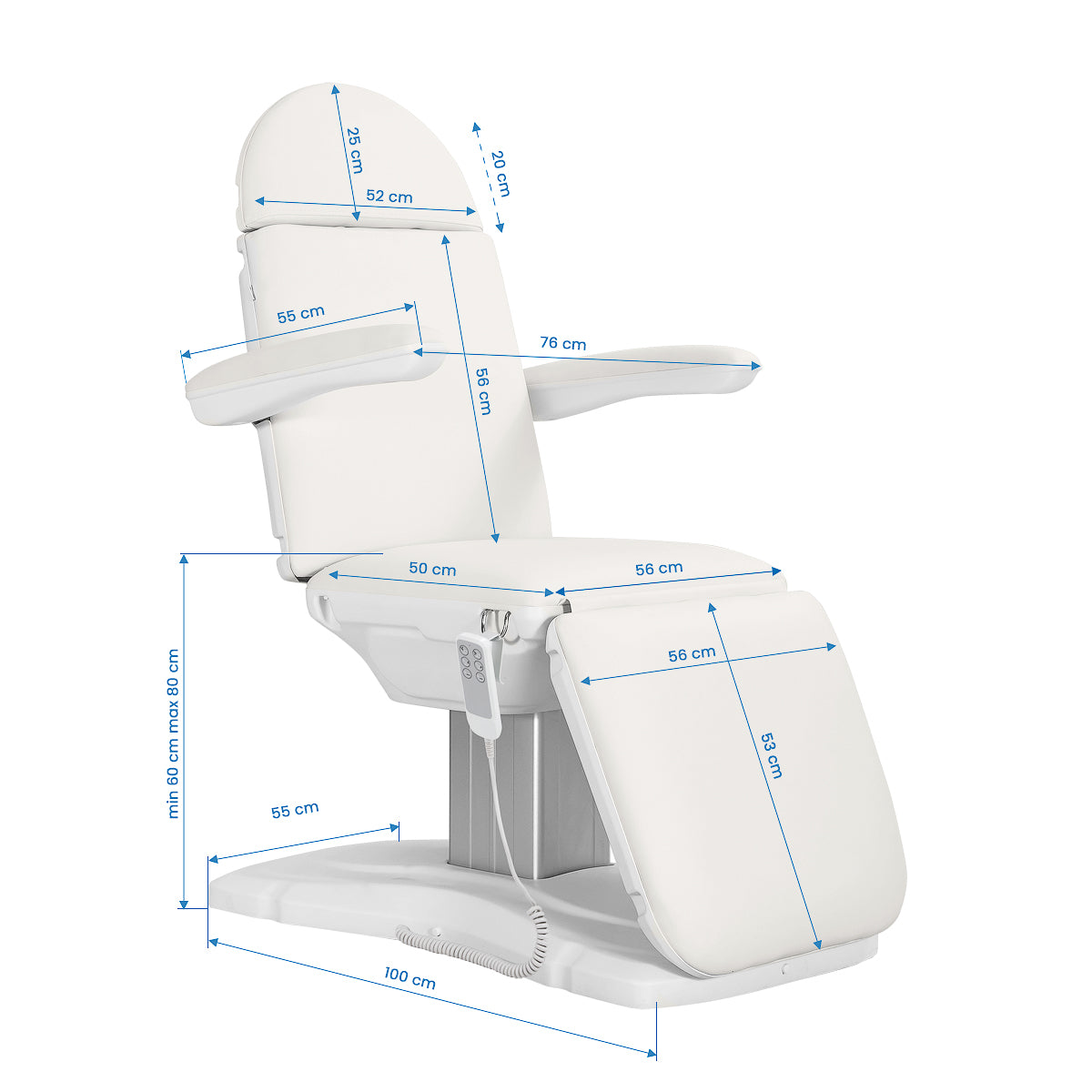 Sillon Eclipse 3 motorisierter elektrischer Kosmetikliege weiß