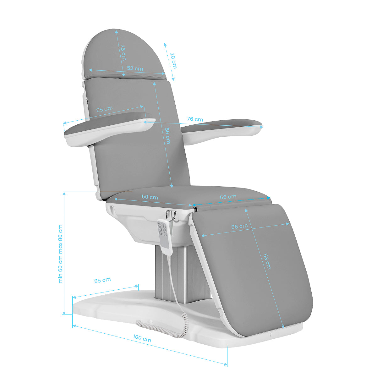 Sillon Eclipse 3 Motor elektrische Kosmetikliege grau