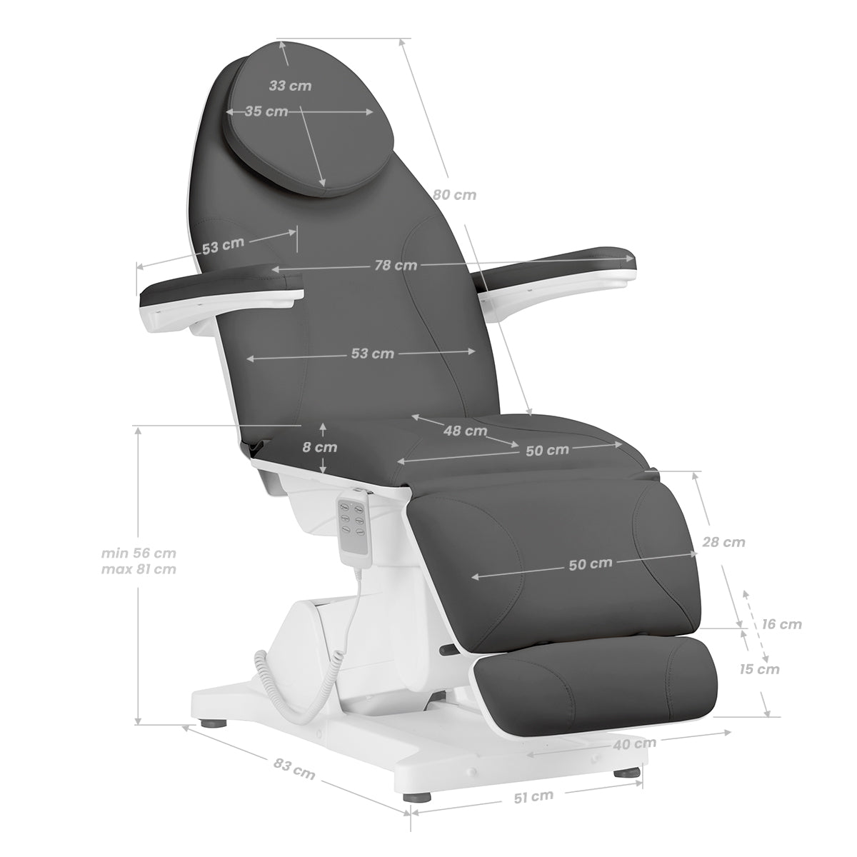 Elektrische Kosmetikliege SILLON BASIC 3 motoren grau zweite Kategorie