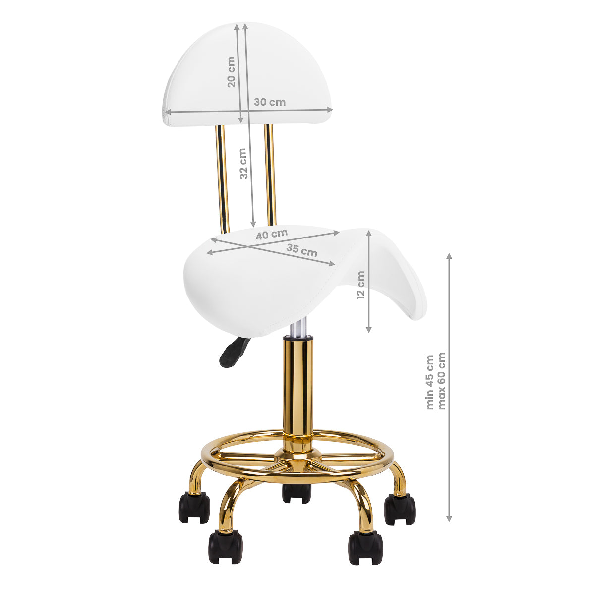 Kosmetikhocker 6001-G gold weiß zweite Kategorie