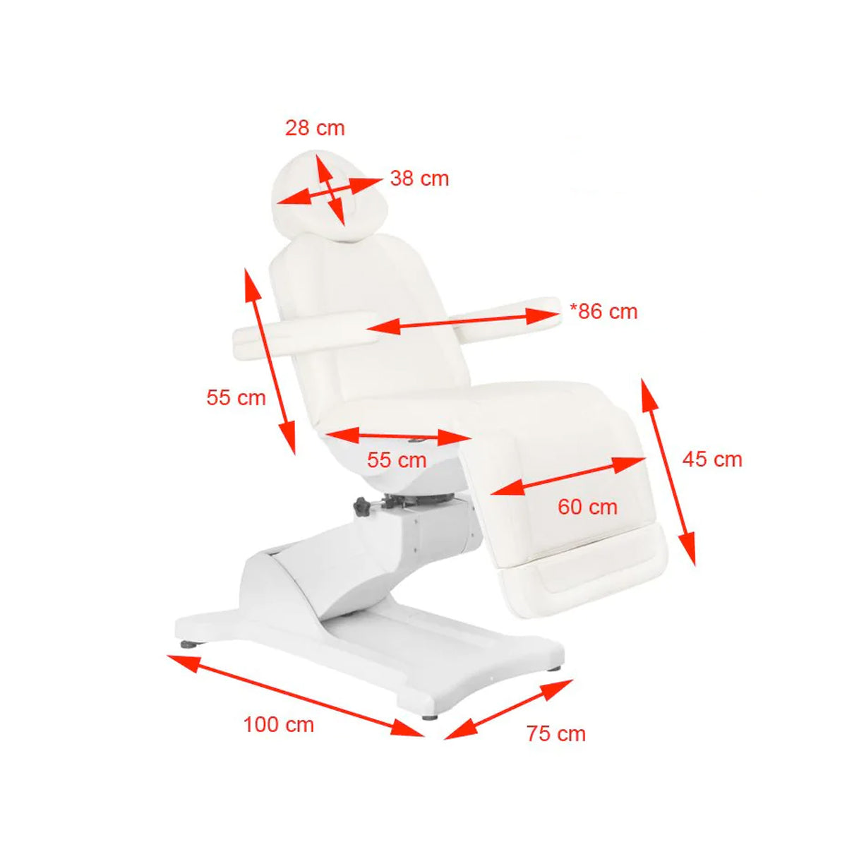 Elektrische kosmetikliege azzurro 869a - drehbar - 4 motoren weiss
