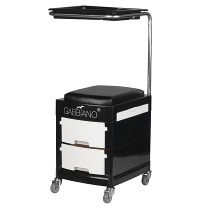 Beistellwagen / kosmetikhocker für pediküre 16 plus black/white