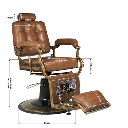 Gabbiano barberstuhl boss old leather hellbraun