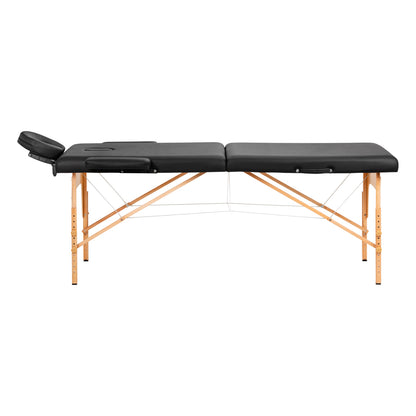 MASSAGELIEGE AUS HOLZ KLAPPBAR COMFORT ACTIV FIZJO LUX 2-SEKTIONEN 190X70 SCHWARZ