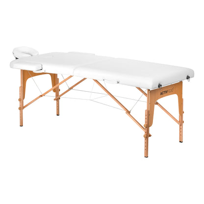 MASSAGELIEGE AUS HOLZ KLAPPBAR COMFORT ACTIV FIZJO LUX 2-SEKTIONEN 190X70 WEISS