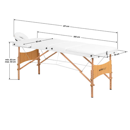 MASSAGELIEGE AUS HOLZ KLAPPBAR KOMFORT ACTIVFIZJO LUX 3 SEGMENTE 190X70 WEISS