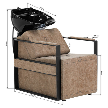 Friseur-Waschstuhl Modena Schwarz Antik