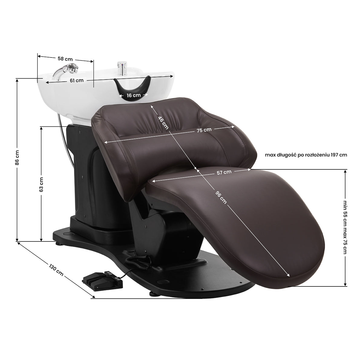 Gabbiano elektrische Friseur-Waschanlage TRYCHO braun